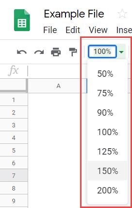 Hướng dẫn cách phóng to và thu nhỏ trong Google Sheets